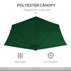 9.8ft Half Umbrella Semi Round Patio Parasol with Crank Handle, Top Vent for Garden, Balcony- NO BASE INCLUDED, Green