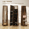 360° Swivel Jewelry Armoire, Lockable Mirror Jewelry Cabinet with Built-In Small Mirror, Rustic Brown