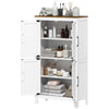 Farmhouse Bathroom Storage Cabinet, Bathroom Floor Cabinet with Barn Doors and Adjustable Shelves, White