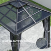10' x 10' Hardtop Gazebo with 7mm Polycarbonate Double-Tier Roof, Outdoor Gazebo with Netting and Curtains