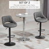 Bar Stools Set of 2, Swivel Counter Height Barstools with Adjustable Height and Cutout Back, Faux Leather Upholstered Bar Chairs with Round Metal Base and Footrest, Grey