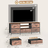 TV Stand for TVs up to 65 Inch, Industrial TV Console with Charging Station, 5 Drawers and Open Shelves, Rustic Brown