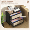 2-Drawer Filing Cabinet with Lock, Rattan File Cabinet with Adjustable Hanging Bar, Black