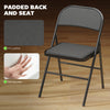 Set of 6 Metal Foldable Chairs, PU Leather Padded Folding Chairs with Cushion Seat and Open Back for Indoor, Black
