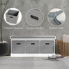 Shoe Storage Bench with Seat, Entryway Bench Seat with Cushion, 3 Fabric Drawers for Hallway, White