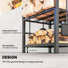 2-Tier Firewood Log Rack with 4 Tools, Fireplace Wood Storage Holder with Shovel, Broom, Poker, Tongs and Hooks, Black