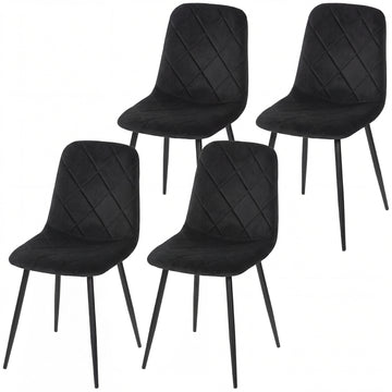 Dining Chairs Set of 4, Upholstered Dining Room Chairs with Steel Legs, Modern Kitchen Chair for Dining Room, Black