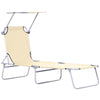 Outdoor Lounge Chair with Sun Shade for Beach, Camping, Hiking, Backyard, Beige