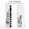 Mirror Jewellery Cabinet Armoire with Full Length Mirror, Wall Mounted Jewellery Organizer, White