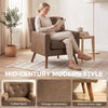 PU Leather Accent Chair, Mid Century Modern Armchair with Spring Seat Cushion, Tufted Back, Wood Legs, Brown