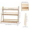 3-Tier Plant Stand, Plant Shelf Rack, Folding Bamboo Display Stand, 98x37x96.5cm, Natural