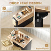 Kitchen Island on Wheels with Wood Drop Leaf, Charging Station, Rolling Kitchen Cart with Adjustable Shelf