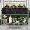 Raised Garden Bed with Cover, Metal Elevated Planter Box with Bottom Shelf and Liner, Green