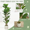 4FT Artificial Fiddle Leaf Fig Tree, Fake Potted Tree with Solid Wood Trunks and Lifelike Leaves for Indoor Decor, Green