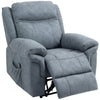Manual Recliner Chair with Vibration Massage, Side Pockets, Microfibre Reclining Chair for Living Room, Blue-Grey