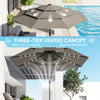 9.3 ft Patio Umbrella with Solar LED Lights, Cover, 3 Tier Outdoor Market Table Parasol with Tilt, Crank, Khaki
