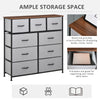Dresser for Bedroom with 9 Drawers, 4-Tier Fabric Chest of Drawers, Tall Dresser Storage Tower with Steel Frame and Wooden Top for Closets, Nursery Room, Grey