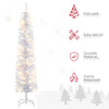 6ft Tall Prelit Pencil Artificial Christmas Tree, Holiday Décor with 395 Realistic Branches, 100 LED Lights, Foldable Metal Base, White