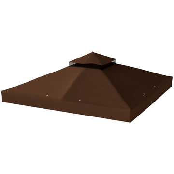 10' x 10' Gazebo Canopy Replacement Cover, 2-Tier Garden Gazebo Roof Replacement, UPF30+, TOP COVER ONLY, Coffee