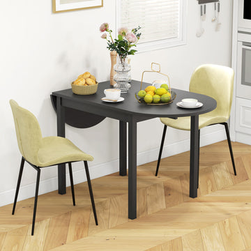 Solid Wood Kitchen Table, Drop Leaf Tables for Small Spaces, Folding Dining Table, Black