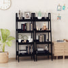 Set of 2, 4 Tier Ladder Shelf Bookcase, Multi-Use Display Rack, Storage Shelving Unit Display Stand, Flower Plant Stand, Home Office Furniture, Black