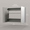 Bathroom Mirror Cabinet, Wall-Mounted Storage Organizer with Double Doors, Adjustable Shelf, Grey