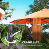 15' Outdoor Patio Umbrella with Twin Canopy Sunshade Steel Table Umbrella with Lift Crank Orange