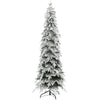 7ft Pencil Flocked Artificial Christmas Tree with 800 Branch Tips, Auto Open and Steel Base, Green