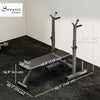 Soozier Adjustable Weight Bench, Foldable Bench Press with Barbell Rack and Dip Station for Home Gym, Strength Training Multiuse Workout Bench, Black and Grey