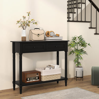 Hallway Console Table, Modern Entryway Table with 2 Drawers, Storage Shelf, Turned Legs for Living Room, Bedroom