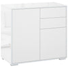 High Gloss Buffet Sideboard with 2 Drawers, 2 Doors and Adjustable Shelf, Kitchen Storage Cabinet with Push Open Design, White
