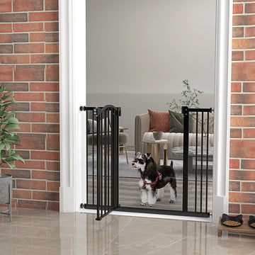 Extra Tall Dog Gate with Door, Pressure Fit, Auto Close, Double Locking for Doorways Hallways Stairs, 29