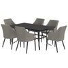 7 Piece Wicker Patio Furniture Set with Cushions, Umbrella Hole, Slatted Table Top, for Backyard, Porch, Garden, Balcony