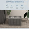 Elevated Dog Bowls for Large Dogs Pet Feeding Station with Stand, Storage, 2 Stainless Steel Food and Water Bowls, Grey