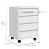 4 Drawer File Cabinet, Vertical Filing Cabinet with Wheels, Modern Printer Stand for Home Office, White