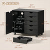 Mobile Lateral Filing Cabinet with 5 Drawers, Printer Stand with Power Outlets and USB Ports for Home Office, Black