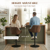 Adjustable Bar Stools Set of 2, Swivel Barstools with Footrest and Back, PU Leather and Steel Round Base, Coffee
