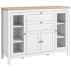 Buffet Cabinet Sideboard with 2 Drawers, 3 Storage Cabinets, Glass Doors and Adjustable Shelves, Dark
