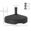 Round Plastic Patio Umbrella Base Parasol Holder Outdoor Umbrella Stand, Filled Up to 62lbs with Sand or 51lbs with Water for Garden, Poolside, Black