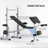 Soozier Bench Press Set Adjustable Weight Bench with Squat Rack, Preacher Curl Pad, Leg Developer and Weight Storage, Light Grey