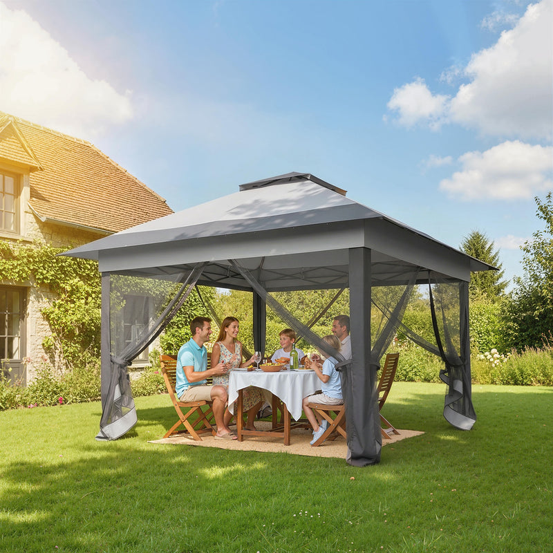 12' x 12' Foldable Pop-up Party Tent Instant Canopy Sun Shade Gazebo Shelter with Steel Frame