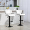 Swivel PU Leather Barstools Set of 2 Adjustable Bar Stools with Footrest Back for Kitchen Counter Dining Room White