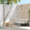 6.5FT Decorative Outdoor Divider, Metal Privacy Screen with Stand, Large Leaf Style, White