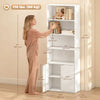 4-Tier Open Bookshelf with Doors Modern Home Office Bookcase Storage Cabinet for Living Room Bathroom Study