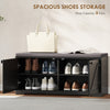 Shoe Storage Bench with Padded Seat, Entryway Bench Holds up to 352 lb, Shoe Organizer, 8 Pairs, Black Wood Grain