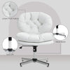 Computer Desk Chair, Armless Office Chair with Wide Padded Seat and Adjustable Height, White