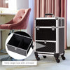 Portable Aluminum Makeup Train Cases, Rolling Makeup Case, Salon Beauty Cosmetic Jewelry Organizer Trolley with 4 Wheels, Black