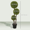 45 Inch Potted Fake Plant, Artificial Boxwood Topiary Tree, Triple Ball Tree for Indoor and Outdoor, Green