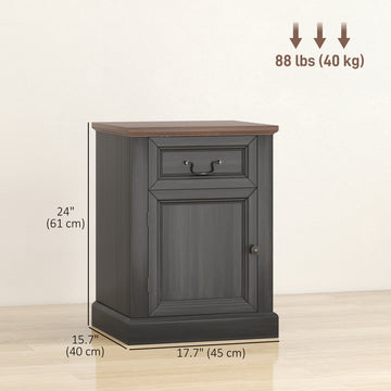 Side Table Set of 2, End Tables with Drawer and Cabinet, Nightstands for Small Spaces, Living Room, White