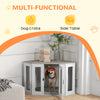 Dog Crate Furniture with Cushion, 41 Inch Corner Design Dog Crate End Table for Medium Dogs, Multi Colour